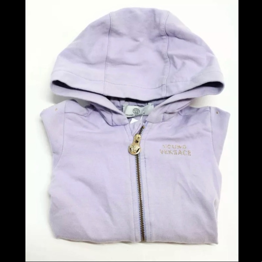Young Versace Womens Jeweled Zip Hoodie Purple Size 12 Months
